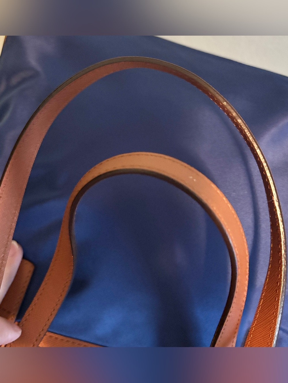 Michael Kors Kempton Blue Nylon Tote with Tan Saffiano Leather, EUC, Retail $85 - Picture 12 of 15